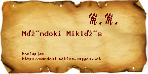 Mándoki Miklós névjegykártya